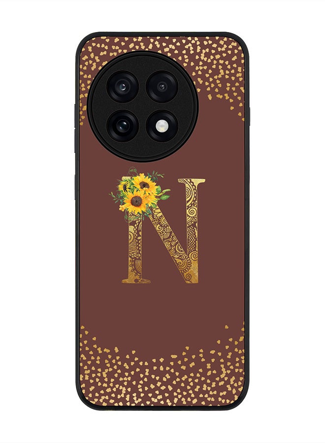 Stylizedd For OnePlus 13R / Ace 5 Pro Case,Slim fit Camera Protection, Shockproof Thin Phone cover  - Custom Floral Monogram - N  (Brown )