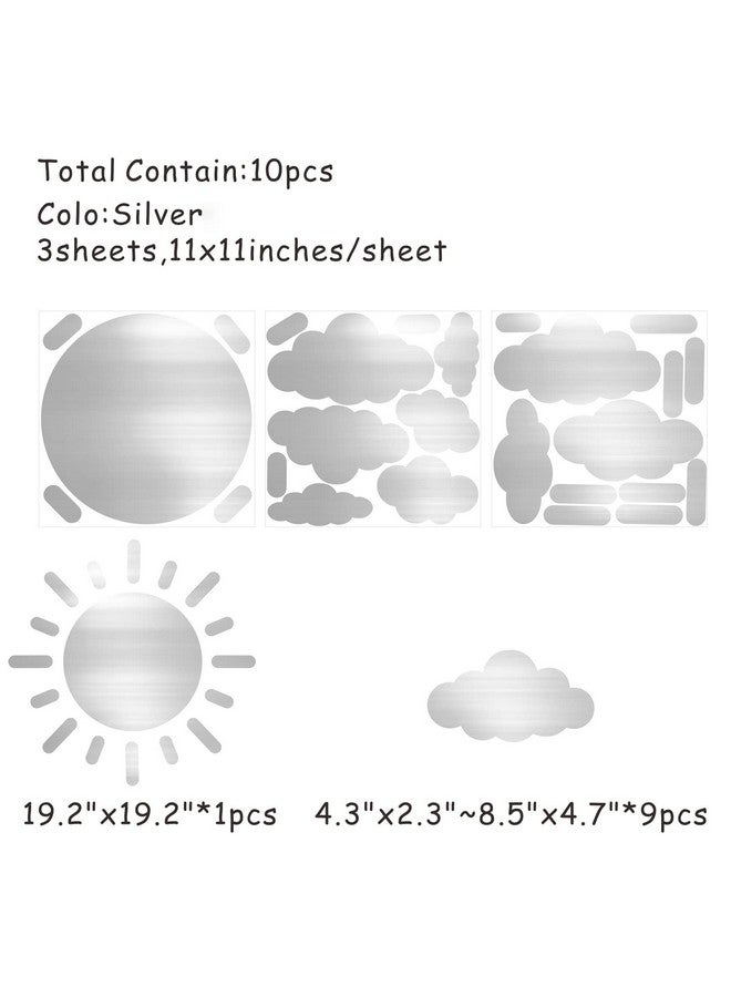 Easma ملصقات مرآة الشمس والسحاب 3D ملصقات حائط أكريليك مرآة ذاتية اللصق فضية قابلة للإزالة للتقشير واللصق لغرفة نوم الأطفال والرضع والحمام وغرفة اللعب والحضانة وسقف الحائط ديكور - Image 4