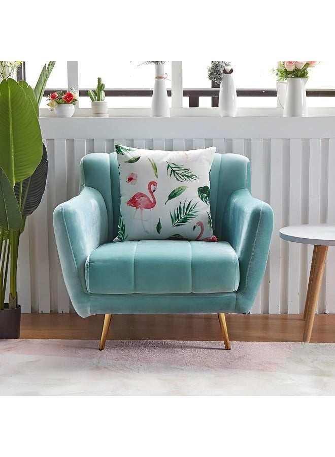 Ripple FURNITURE UAE Homes Modern Velvet Single-Seat Tuxedo Sofa, Tight Backrest, Teal - Image 1