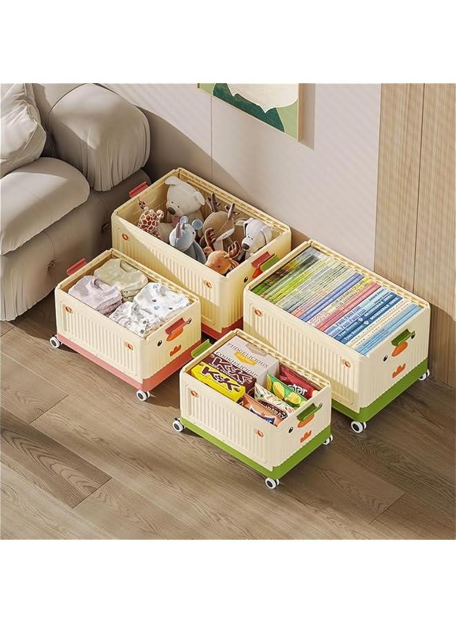 HOOKOR Toy Storage Box Chest,16.5in Collapsible Storage Bins with Wheels Lid Handle,Extra Large Kids Toy Storage Organizer Boxes Baskets,Suitable forToys,Clothing,Books,Nursery Room,Playroom (Yellow) - Image 5