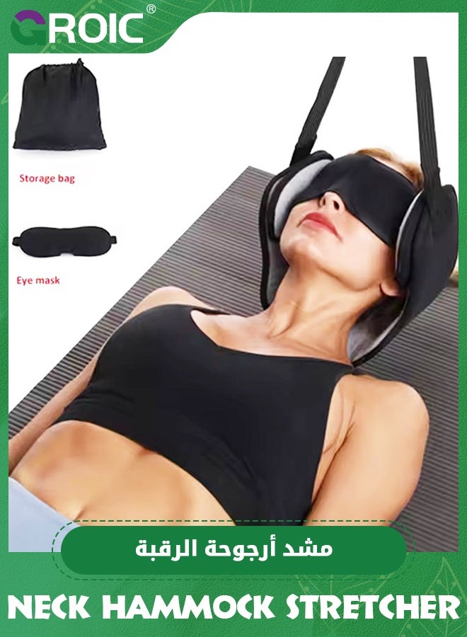 GROIC Neck Hammock Stretcher, Adjustable Neck Traction for Neck Pain, Neck Stretcher Strap for Pinched Nerves, Neck Decompression Device with Ear Hole for Indoors or Outdoors - Image 3