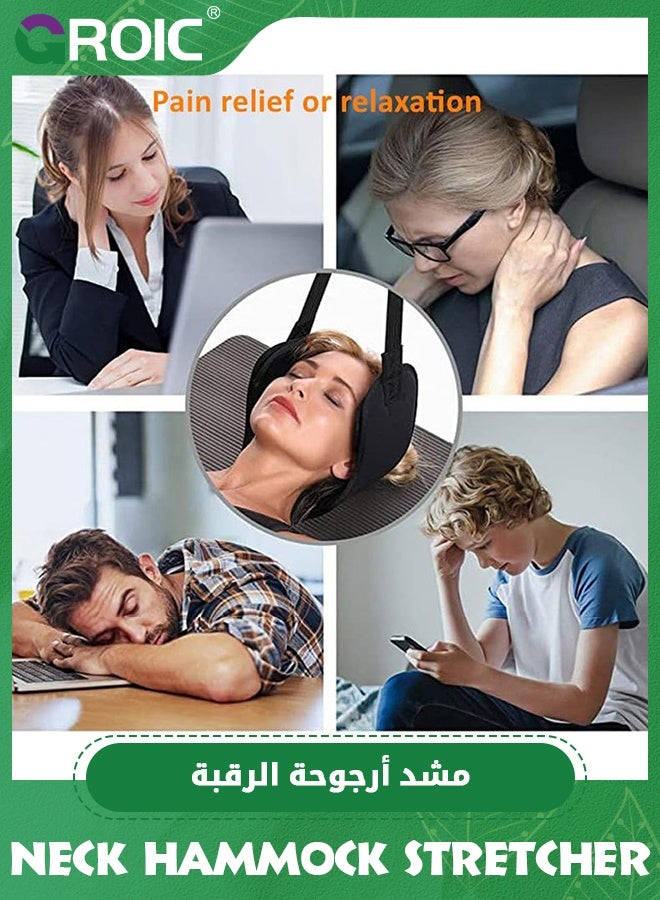 GROIC Neck Hammock Stretcher, Adjustable Neck Traction for Neck Pain, Neck Stretcher Strap for Pinched Nerves, Neck Decompression Device with Ear Hole for Indoors or Outdoors - Image 5