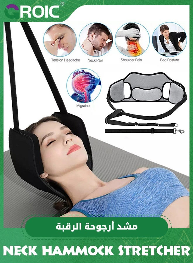 GROIC Neck Hammock Stretcher, Adjustable Neck Traction for Neck Pain, Neck Stretcher Strap for Pinched Nerves, Neck Decompression Device with Ear Hole for Indoors or Outdoors - Image 2