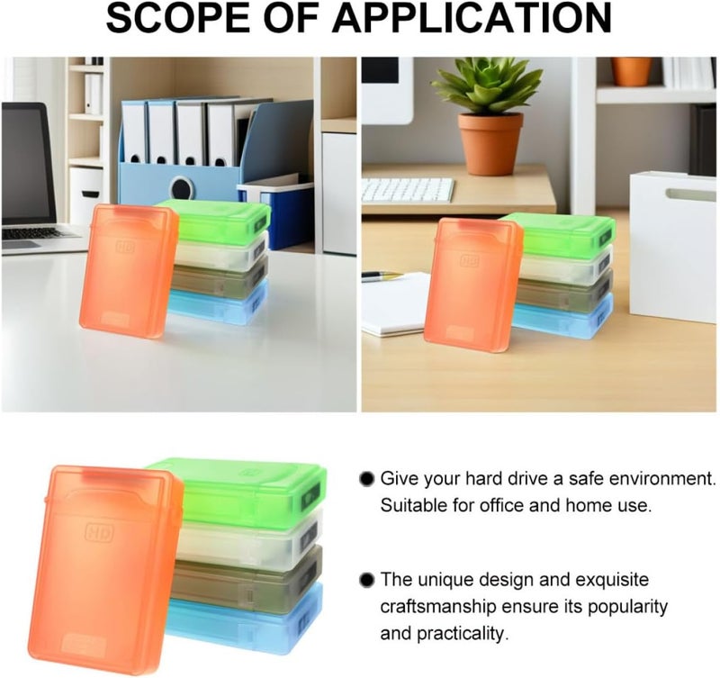 5pcs 2.5-inch Hard Drive Protective Box Hard Disk Organizer with Plastic Cover for Portable Storage and Protection in White Gray Amber - Image 3