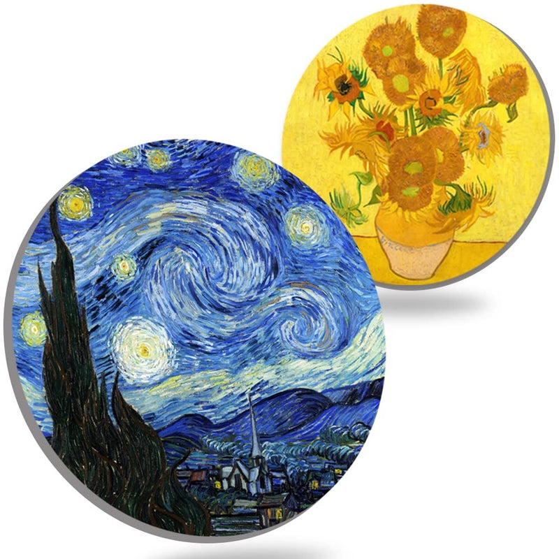 Coasters for Drinks Van Gogh Art Ceramic Coasters - Use 2 Famous Van Gogh Paintings  Unique Housewarming Gifts for New Home Decorative by WOW DING