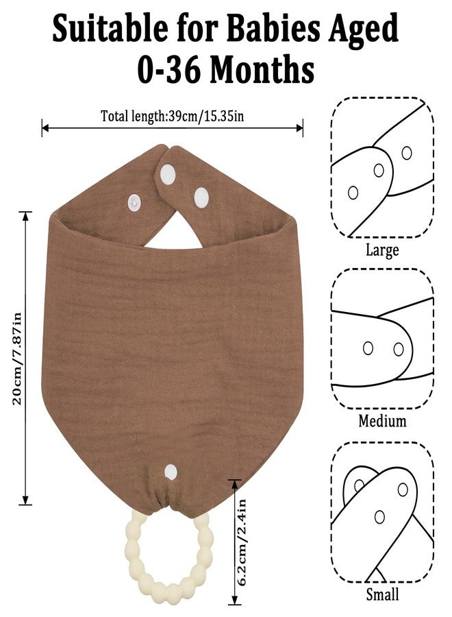 CUXFLS 4-Pack Organic Cotton Baby Drool Bibs with 2 Teething Toys for Infants 0-24 Months, Absorbent Crinkle Bibs for Drool Protection(Color C) - Image 3
