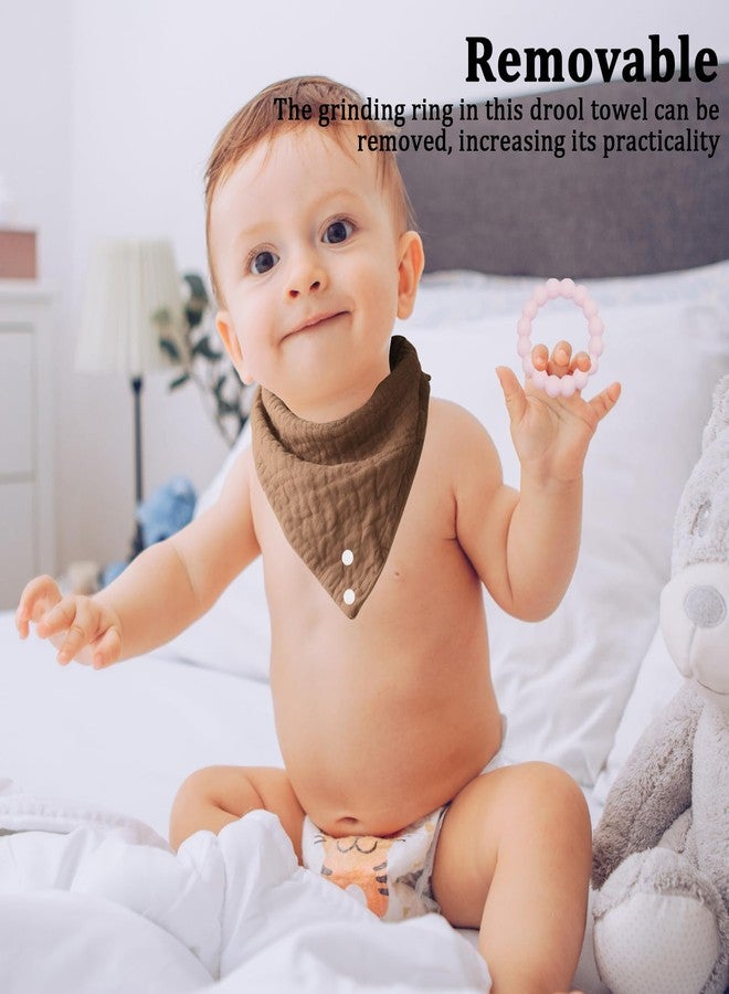 CUXFLS 4-Pack Organic Cotton Baby Drool Bibs with 2 Teething Toys for Infants 0-24 Months, Absorbent Crinkle Bibs for Drool Protection(Color C) - Image 5