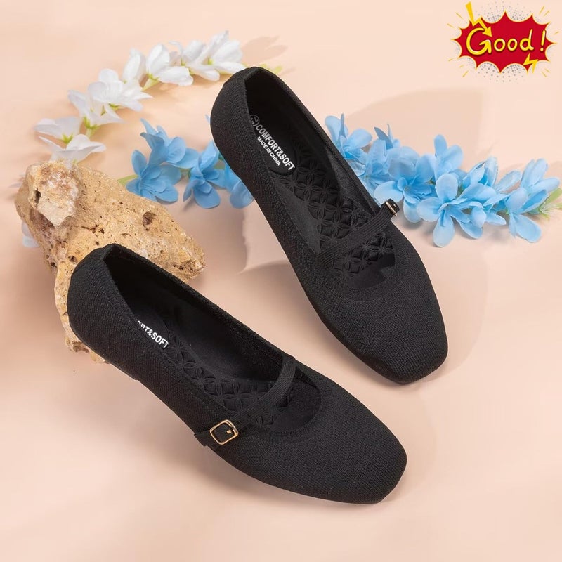 Frank Mully Mary Jane Women Flat Shoes Slip on Square-Toe Washable Shoes Comfortable for Dressy and Work with Ankle Strap - Image 3