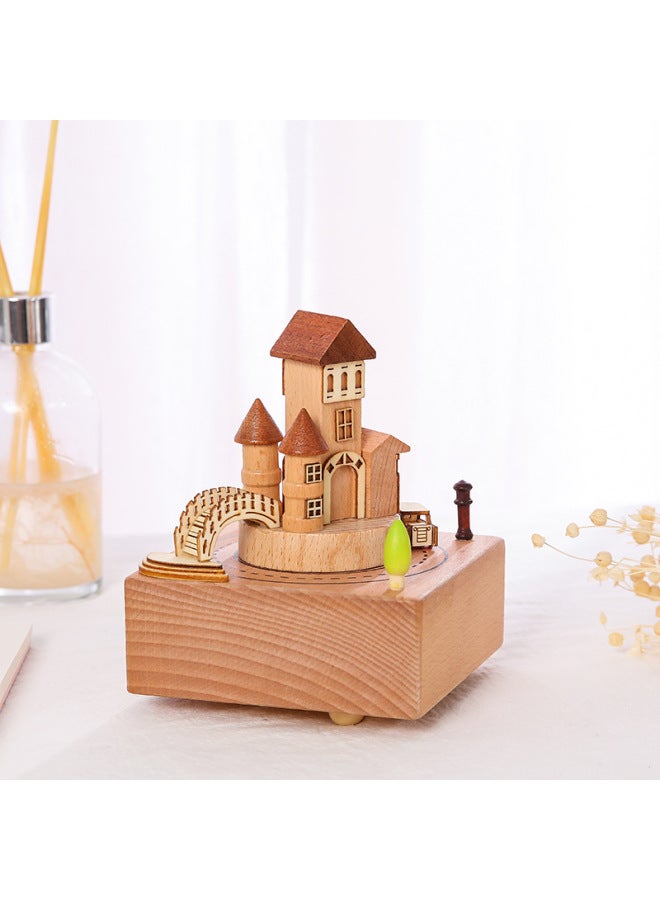 Music Box Wooden Creative Music Box Sky City Carousel Kidsren's Valentine's Day Birthday Christmas Gift - Image 1