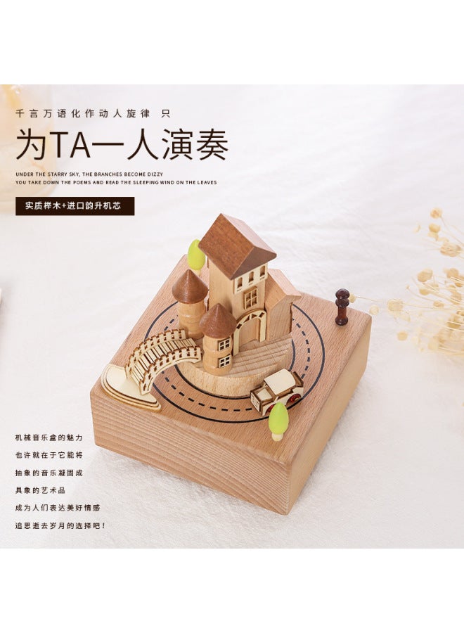 Music Box Wooden Creative Music Box Sky City Carousel Kidsren's Valentine's Day Birthday Christmas Gift - Image 3