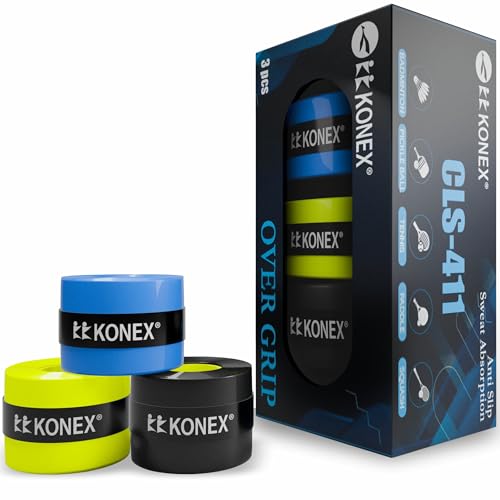 Konex Badminton & Tennis Racket Grip Tape (Pack of 3) | Multicolor Anti-Slip Overgrip | Durable, Moisture-Wicking & Strong Cushion Grip | Ideal for All Sports Rackets - Image 1