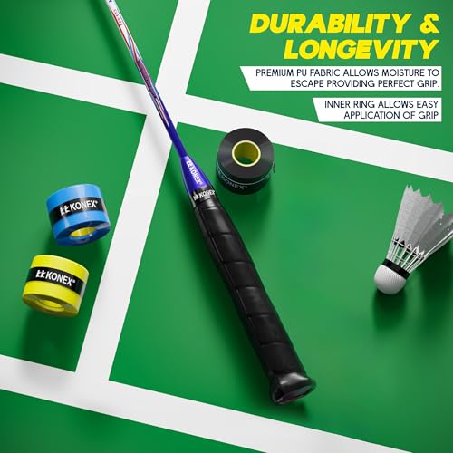 Konex Badminton & Tennis Racket Grip Tape (Pack of 3) | Multicolor Anti-Slip Overgrip | Durable, Moisture-Wicking & Strong Cushion Grip | Ideal for All Sports Rackets - Image 5