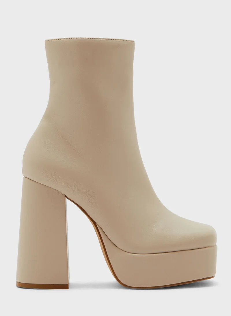 Missguided Faux Leather High Heel Ankle Boots
