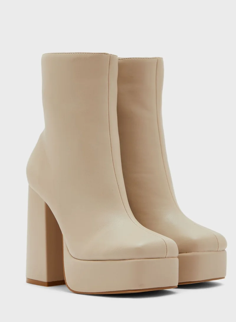 Missguided Faux Leather High Heel Ankle Boots
