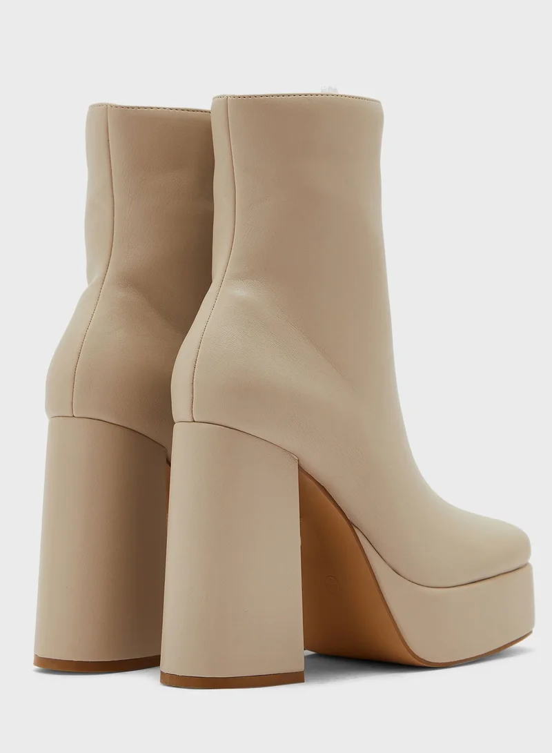 Missguided Faux Leather High Heel Ankle Boots