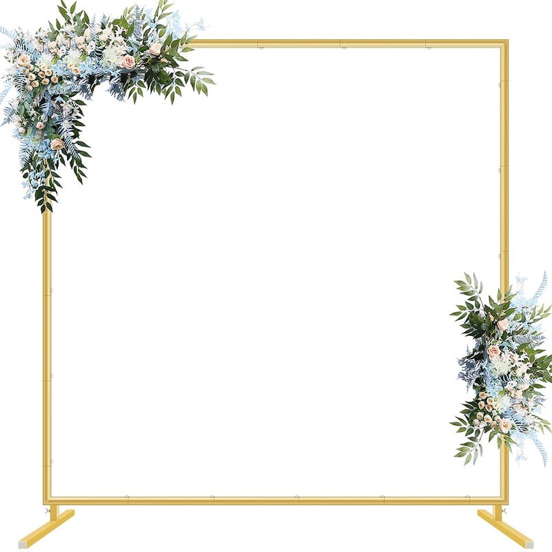 HASTHIP ® Square Balloon Arch Stand - Metal Decoration Backdrop Stand - 200CM Gold Arch Balloon Decoration Stand - Wedding Arch Backdrop Stand - for Ceremony, Birthday, Party Decoration Supplies - Image 1