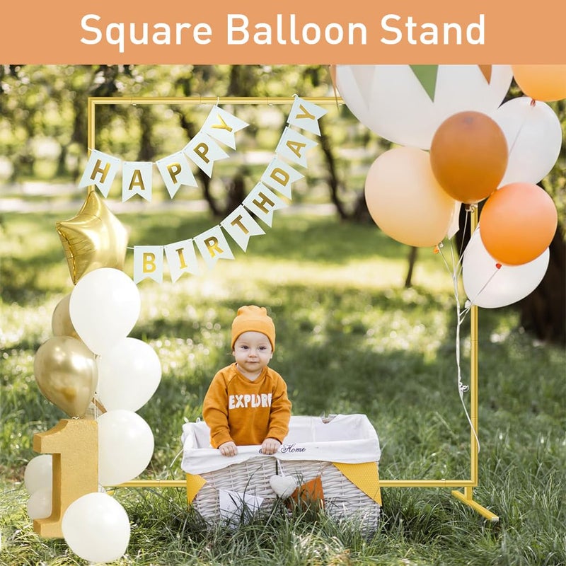 HASTHIP ® Square Balloon Arch Stand - Metal Decoration Backdrop Stand - 200CM Gold Arch Balloon Decoration Stand - Wedding Arch Backdrop Stand - for Ceremony, Birthday, Party Decoration Supplies - Image 3