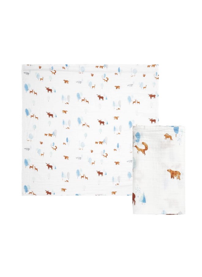 C.R. Gibson C.R. Gibson BLAN-22580 Woodland Animals 100% Cotton Muslin Gender Neutral Swaddle Blanket for Newborns, 40" W x 40" L, Multicolor  - Image 2