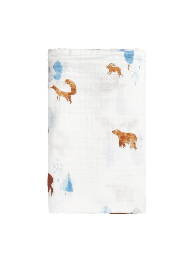 C.R. Gibson C.R. Gibson BLAN-22580 Woodland Animals 100% Cotton Muslin Gender Neutral Swaddle Blanket for Newborns, 40" W x 40" L, Multicolor  - Image 3