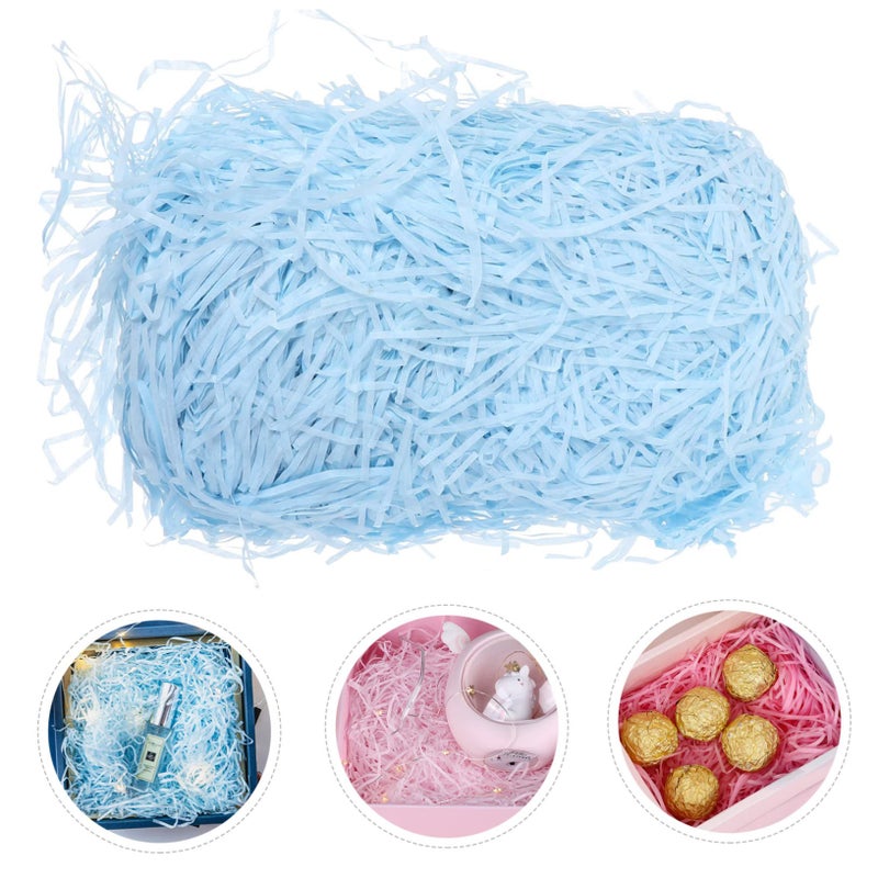 Blue Shredded Paper Box Fillers 100g Pack Pleated Filament Decorative Fillings Wide Applications - Image 5