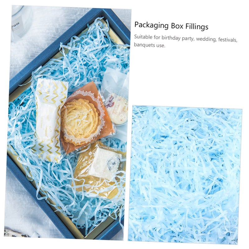 Blue Shredded Paper Box Fillers 100g Pack Pleated Filament Decorative Fillings Wide Applications - Image 3