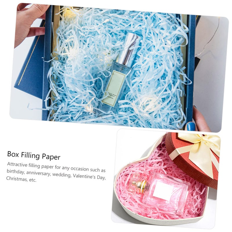 Blue Shredded Paper Box Fillers 100g Pack Pleated Filament Decorative Fillings Wide Applications - Image 4