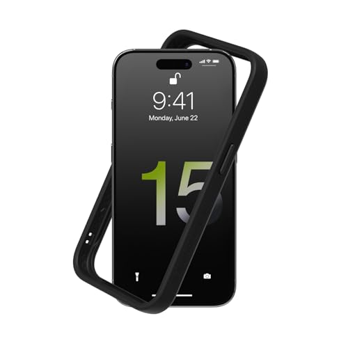 RhinoShield Bumper Case Compatible with iPhone 15 Pro CrashGuard Shock Absorbent Slim Design Protective Cover 35M 11ft Drop Protection Black - Image 1