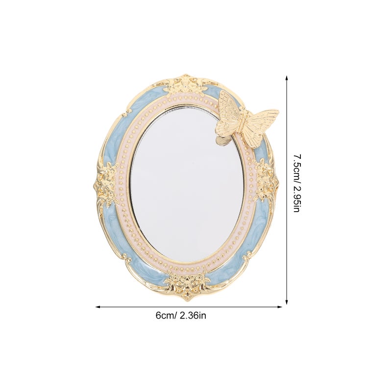 Retro Handheld Makeup Mirror: Vintage Embossed Travel Makeup Mirror For Home Decor Bedroom Living Room And Travel 2.95x2.36x0.39in - Image 5
