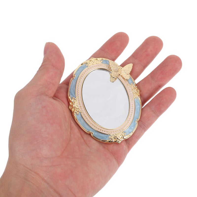 Retro Handheld Makeup Mirror: Vintage Embossed Travel Makeup Mirror For Home Decor Bedroom Living Room And Travel 2.95x2.36x0.39in - Image 3