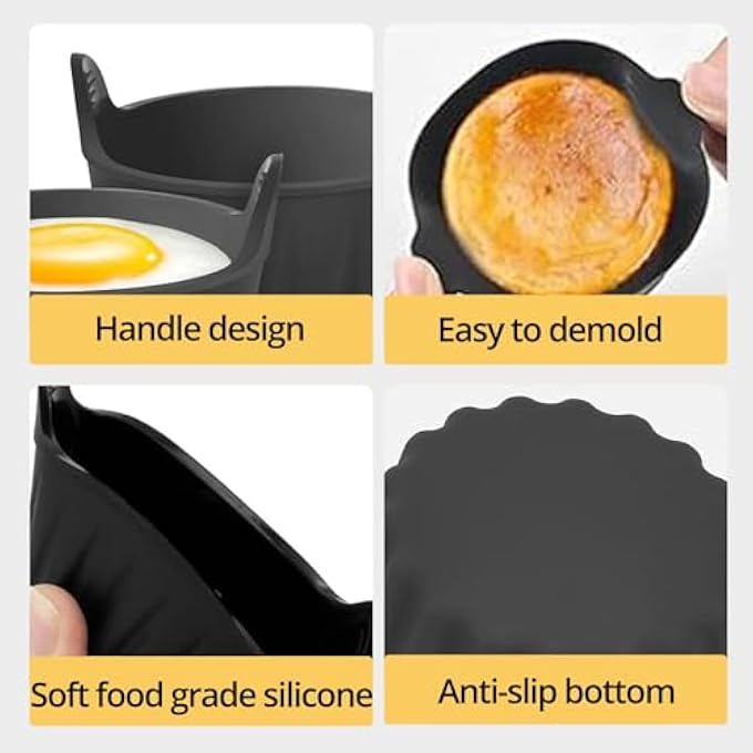 nalaina 4Pcs Black Air Fryer Egg Poacher Cups  Silicone Ramekins For Microwave Souffle Custard Muffins  Pudding - Image 4