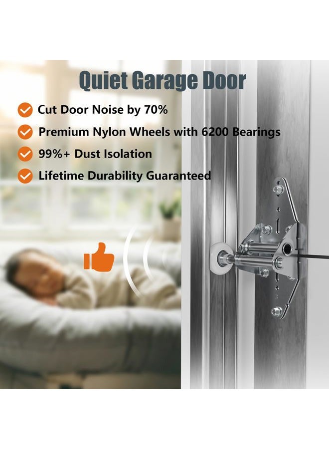 Luxbaro طقم معدات باب المرآب للأبواب المزدوجة بارتفاع 16'x7' و 18'x7'، مفصلات وأسطوانات باب المرآب، دعامة علوية، حبل سلكي - Image 3