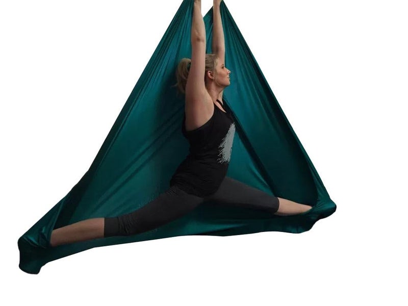 Flife F.Life Aerial Yoga Hammock 5.5 yards non Stretch Aerial Silk Fabric Swing for Antigravity Yoga Inversion Include Daisy Chain,Carabiner and Pose Guide(Dark Green) - Image 3