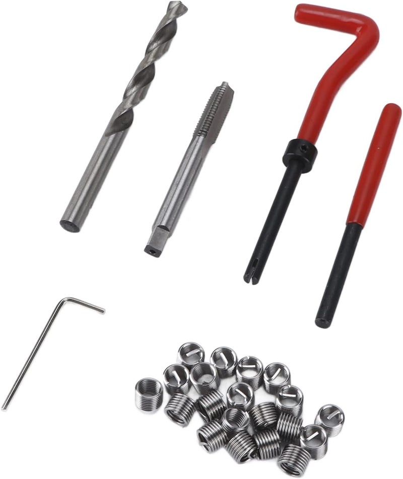 Thread Repair Kit M8x1.25mm, Screw Coil Inserts with Twist Bit Hex Wrench Tapping Drilling Tool Set for Stripped Thread Restoration in Automotive and Machinery - Image 2