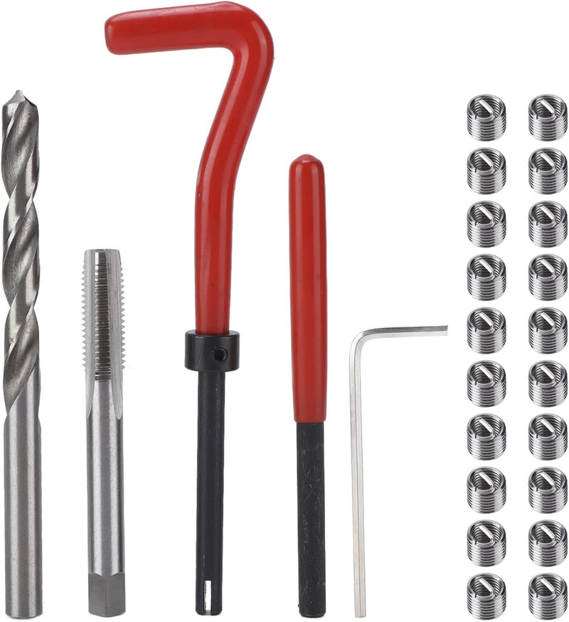 Thread Repair Kit M8x1.25mm, Screw Coil Inserts with Twist Bit Hex Wrench Tapping Drilling Tool Set for Stripped Thread Restoration in Automotive and Machinery - Image 1