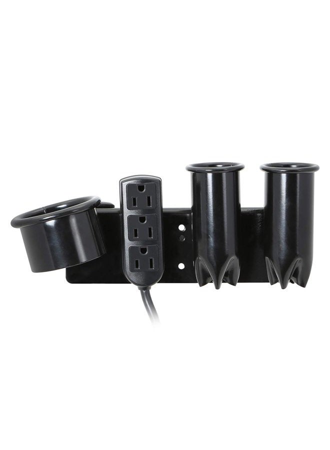 Saloniture Blow Dryer & Hair Iron Holder - Salon Appliance Rack w/ 3 Outlets & Clamp - Image 1