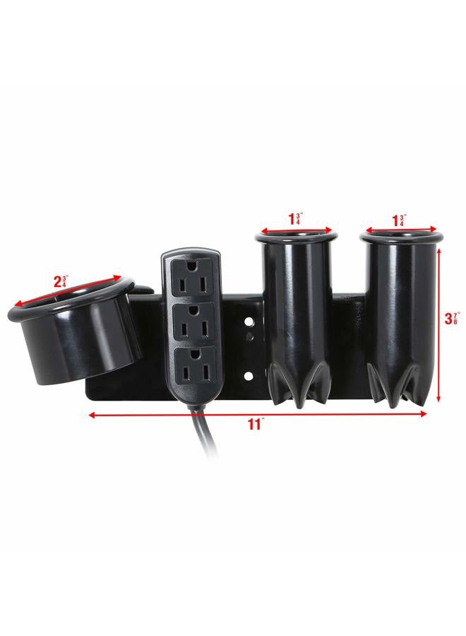 Saloniture Blow Dryer & Hair Iron Holder - Salon Appliance Rack w/ 3 Outlets & Clamp - Image 3