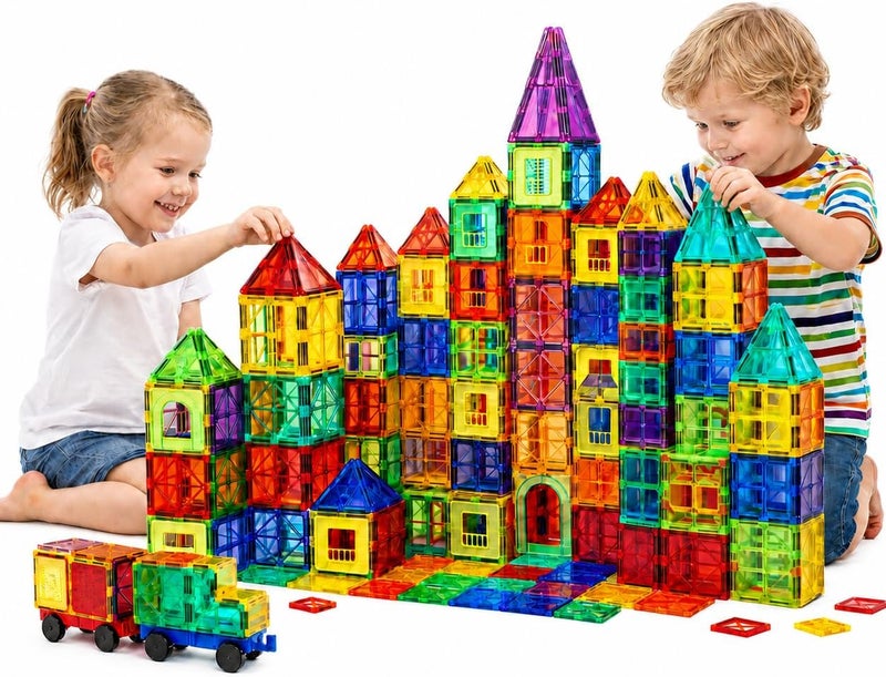GRAFLO Magnetic Building Tiles 140 Pcs Set of Vibrant 3D Blocks, Encourages Creative Construction, Promotes Educational Brain Development, Stimulates Imagination, STEM Toy for Kids Ages 3-10 Years - Image 1