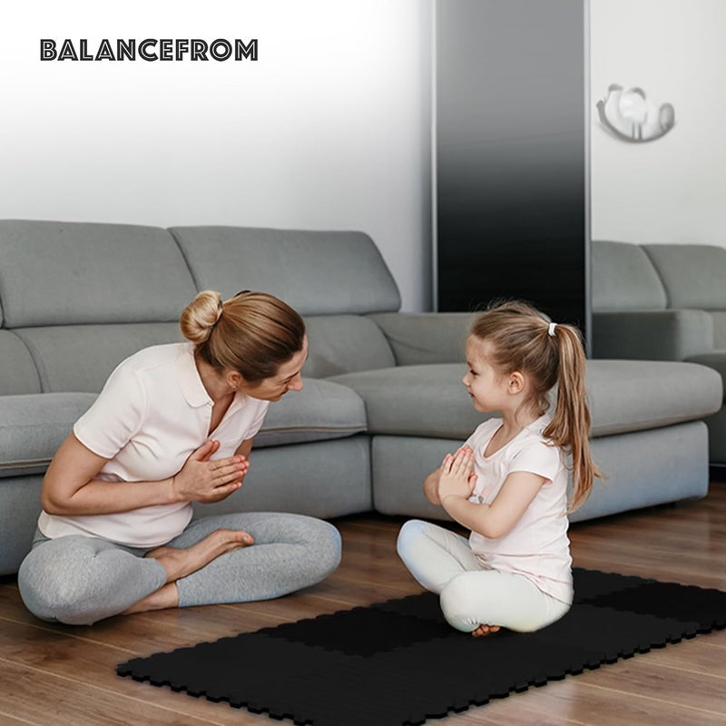 بالانس فورم حصيرة تمارين BalanceFrom Puzzle بسمك 1/2 بوصة، أرضية إسفنجية متشابكة من EVA | بلاطات للصالة الرياضية المنزلية، حصيرة لمعدات التمارين المنزلية، وسادة أرضية للأطفال، أسود، 24 بوصة × 24 بوصة × 1/2 بوصة، 24 قدم مربع - 6 بلاطات - Image 4