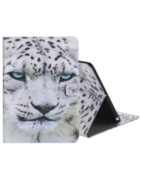 Case Cover Colored Drawing Pattern Horizontal Flip PU Leather Case with Holder & Card Slots & Wallet & Sleep / Wake-up Function White Panther