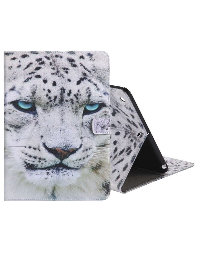 Case Cover Colored Drawing Pattern Horizontal Flip PU Leather Case with Holder & Card Slots & Wallet & Sleep / Wake-up Function White Panther