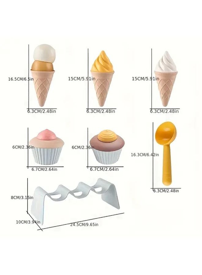 4pcs Nordic Style Beach Ice Cream Mold Toy Sand Digging Tool Outdoor Play Set - Image 3