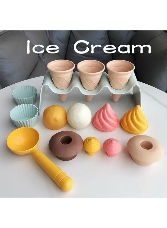 4pcs Nordic Style Beach Ice Cream Mold Toy Sand Digging Tool Outdoor Play Set - Image 2