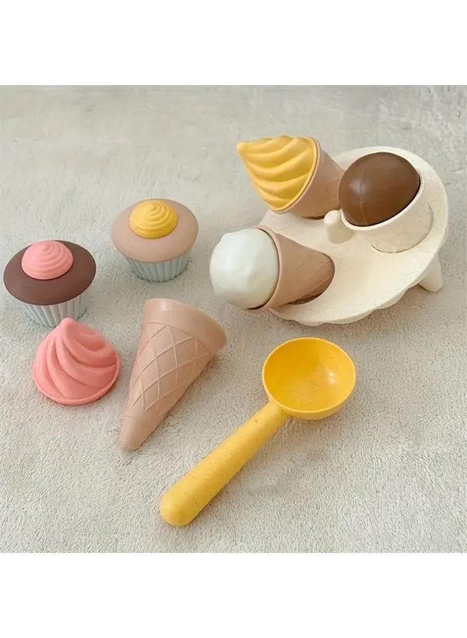 4pcs Nordic Style Beach Ice Cream Mold Toy Sand Digging Tool Outdoor Play Set - Image 4