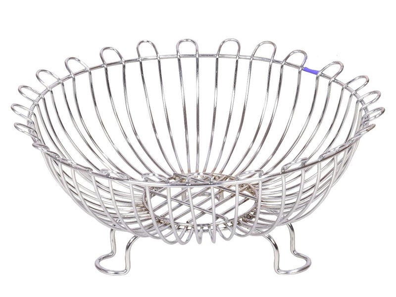AEVLON Sunflower Heavy Stainless Steel Vegetable Basket for KitchenFruit Basket for Dining TableFruit Vegetable Storage Basket Nickel Chrome Plated Small - Image 1