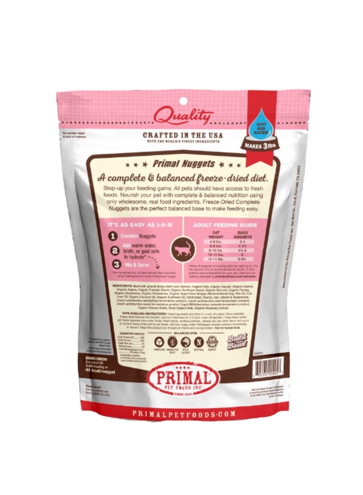 Primal Pet Foods Freeze Dried Cat Nuggets Beef With Salmon Complete And Balanced Meal 397g - Image 2