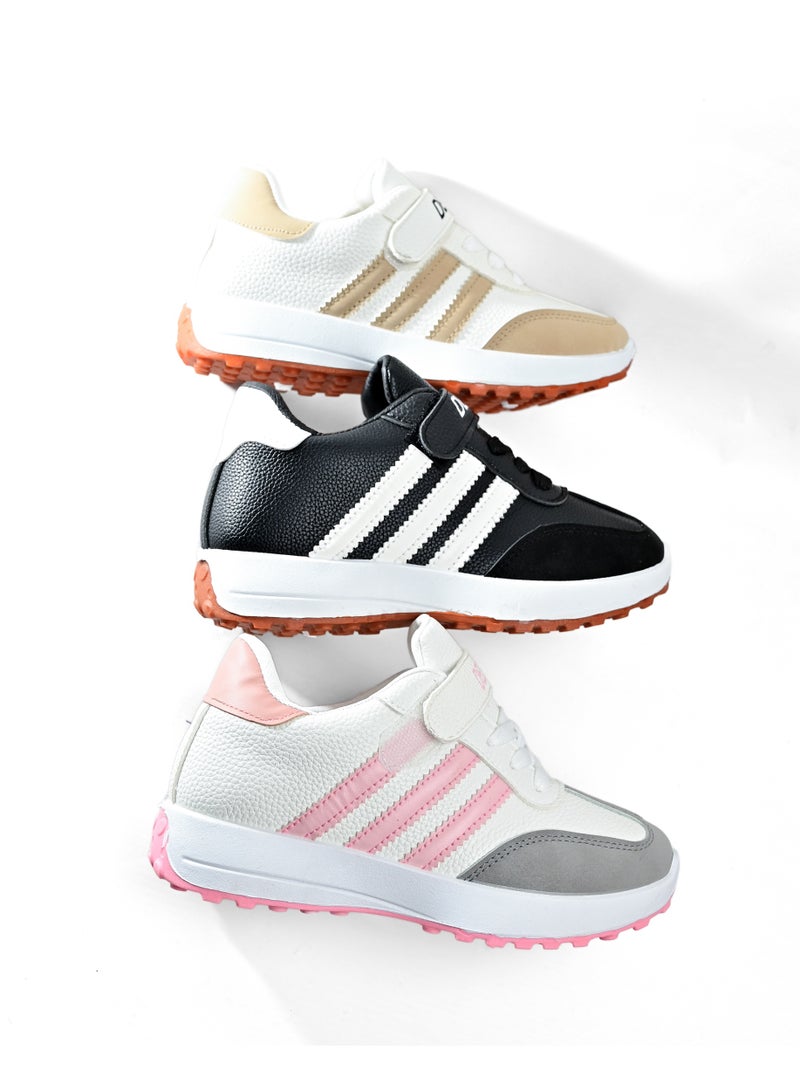 Desert Kid's Leather Fashion Sneakers – Side Colored Design - Image 2
