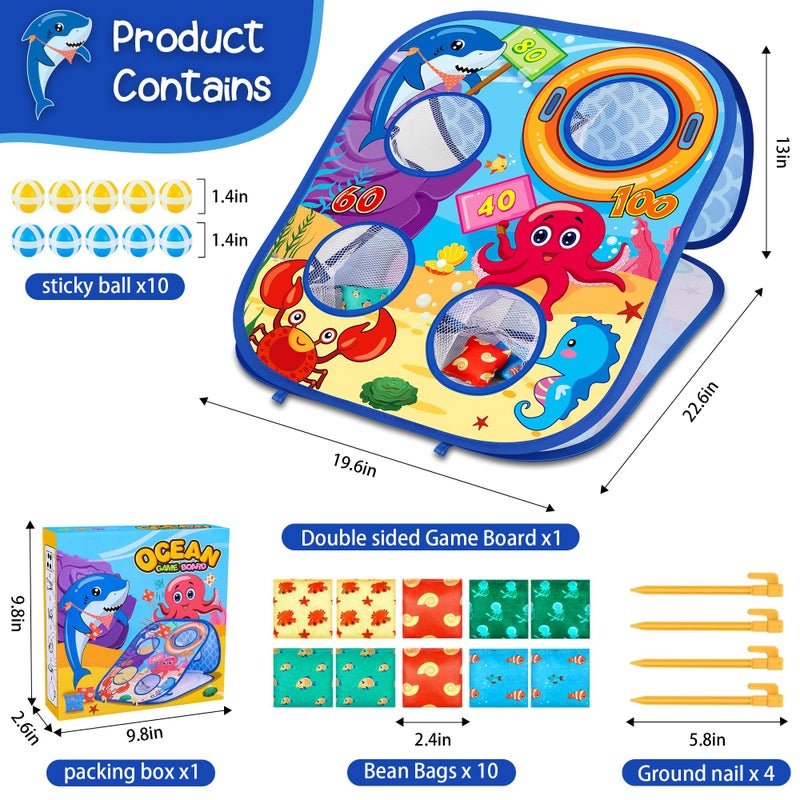Toyk Ocean Bean Bag Toss Game Toy Outdoor Toss Game, Family Party Party Supplies for Kids, Gift for Boys Birthday or Christmas for Toddlers Ages 3 4 5 6 Year Old (Ocean) - Image 2