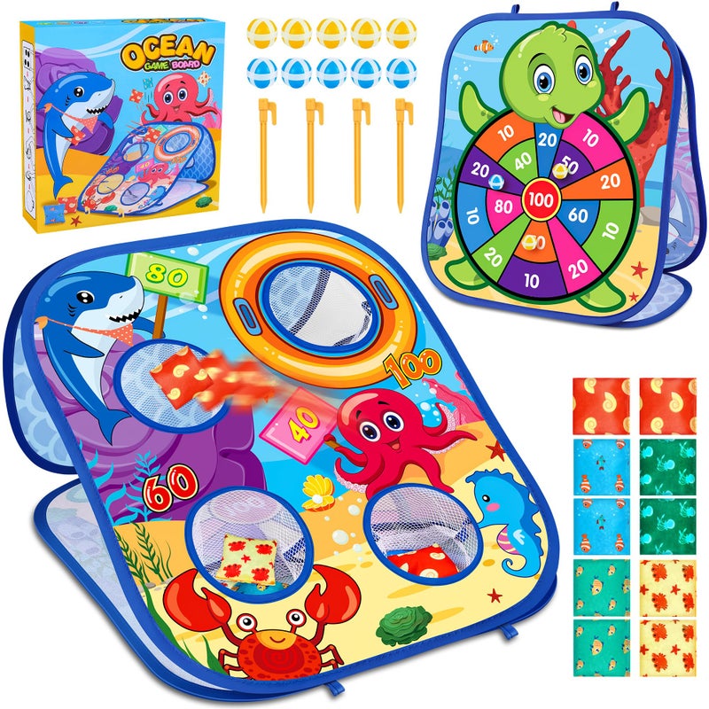 Toyk Ocean Bean Bag Toss Game Toy Outdoor Toss Game, Family Party Party Supplies for Kids, Gift for Boys Birthday or Christmas for Toddlers Ages 3 4 5 6 Year Old (Ocean) - Image 1