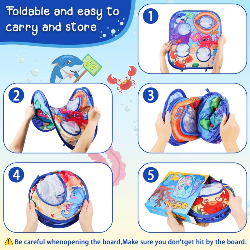 Toyk Ocean Bean Bag Toss Game Toy Outdoor Toss Game, Family Party Party Supplies for Kids, Gift for Boys Birthday or Christmas for Toddlers Ages 3 4 5 6 Year Old (Ocean) - Image 3