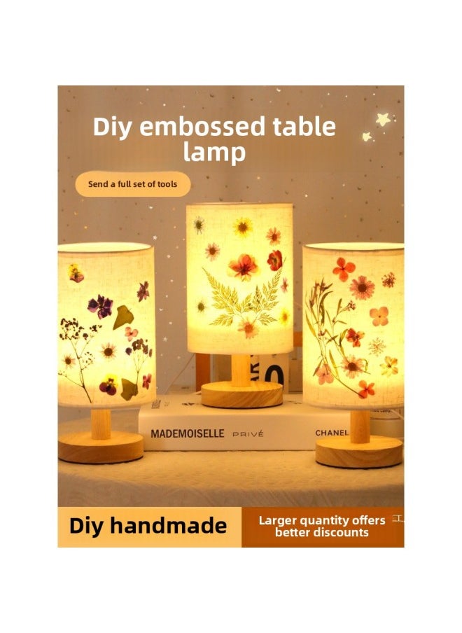 null - March 8th Women's Day Dried Flower Table Lamp Handmade DIY Material Bag Embossed Flower Eternal Flower Night Light Activity Gift-Color:Embossed Table Lamp [moonland Cloud Level] Material Pack - Image 1